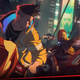 Cyberpunk 2077 and Edgerunner's protagonists race through Night City.